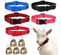 5 collares de cabra con cascabeles: WIYETY ajustables, vintage, mini campana de vaca, campana de cabra, antipérdida, collar de cabra con campanas para animales pequeños