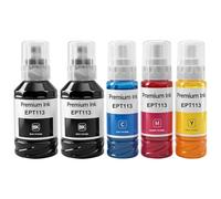 5 Colores Botellas de Tinta EPT113 Multipack Compatible para ET-5150 ET-5160 ET-5170 ET-5800 ET-5850 ET-5880 ET-16150 ET-16600 ET-16650 ET-16680 Pro ET-5800 ET-5850 ET-5880 ET-15000 (2BK/C/M/Y)