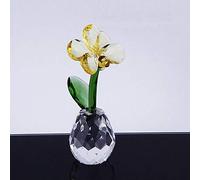 5 colores Crystal Orchid Flower Figurines Glass Craft Ornament Home Table Decor Great Lady Gift Boda Regalos del día de San Valentín-amarillo