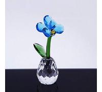 5 colores Crystal Orchid Flower Figurines Glass Craft Ornament Home Table Decor Great Lady Gift Wedding-blue