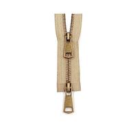 5# coloridos deslizadores dobles de extremo abierto cremallera de Metal de cobre cremallera de 2 vías para accesorios de costura de ropa, Beige, 50cm