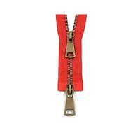 5# coloridos deslizadores dobles de extremo abierto cremallera de Metal de cobre cremallera de 2 vías para accesorios de costura de ropa, Rojo, 60cm