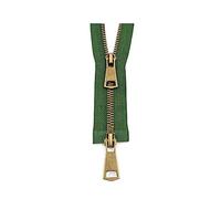 5# coloridos deslizadores dobles de extremo abierto cremallera de Metal de cobre cremallera de 2 vías para accesorios de costura de ropa, ejercito verde, 50cm