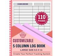 5 Column Log Book: Customizable Record Book for Small Business, Income & Expense Tracking, Accounting Ledger | Pink Cover for Women