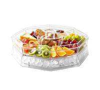 5 Compartment Veggie Tray With Lid - Large Rotating Fruit Platter Portable Storage Box, Vegetable Snack Organizer Container Multi Section Serving Dish For Appetizers Candy | Kitchen Party Family Gathe
