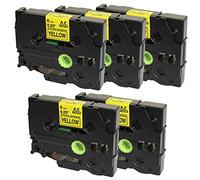 5 Compatibles Casetes TZe-S611 TZ-S611 negro sobre amarillo 6mm x 8m cintas adhesivas fuertes para Brother P-Touch PT-1000 1005 1010 2530PC D200 D210 D600VP E100 H101C H101GB H105 H110 H300 P700 P750W