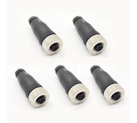 5 Conector Hembra Circular M12 4 Polos, instalación en el Sitio, Conector Circular Industrial ip67 sin blindaje a Código Recto 250V 4a con cableado de sensores de 12 mm