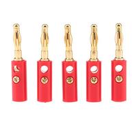 5 conectores de audio de prueba para altavoces chapados en oro de 4 mm, color rojo