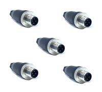5 conectores M12 de 4 pines, conectores circulares codificados en D de 4 pines in situ de 12 mm, conector macho de aviación, IP67, resistente al agua, conector circular industrial