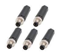 5 conectores M8 de 4 pines, conector redondo industrial IP67 A, código derecho, adaptador de montaje en campo, sin cerrar, 60 V, 4 A CA/CC
