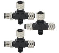 5 conectores NMEA 2000 T de 3 puertos chapados en níquel, accesorios de red N2K, conectores M12 para dispositivo dual Lowrance Simrad Garmin (3 puertos, metal)