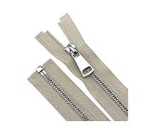 5# Cremallera de metal Plata Deslizadores Cremallera para ropa Monedero Bolsas Diy Ropa Costura Cremallera 70cm, Beige, 70cm