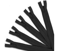 5 cremalleras invisibles de 40 cm/15,8 pulgadas para coser, de nailon, con cierre oculto de extremo abierto para ropa, bolsos, fundas de almohada y manualidades (negro)