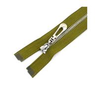 5 cremalleras metálicas n.° 3 de 15-70 cm, para reemplazar cremalleras en bolsillos de abrigos y prendas de vestir.,verde militar plateado,Extremo cerrado - 20 cm
