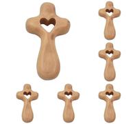 5 cruces de madera de mano para rezar, cruces de madera, manualidades de madera, mini cruz, cruz ligera y portátil, alivio del estrés, cruz de mi corazón para embrague cristiano, juego de regalo