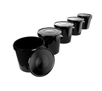 5 Cubos Con Tapa 10l Negros Redondos | De Plástico Apto para Alimentos, Hermético y Estable | Con Asa Para Alimentos, Química, Polvo de Lavado, Adhesivos Adecuados