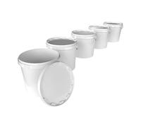 5 cubos con tapa, 20 l, redondos, de plástico, aptos para alimentos, herméticos y estables, con mango ergonómico y tapa, aptos para productos químicos y adhesivos en polvo