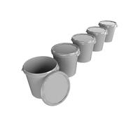 5 cubos con tapa, 30 litros, fabricados en Alemania, aptos para alimentos, estables, herméticos, cubo de almacenamiento para guardar alimentos, suministros de oficina, habitación infantil, hogar