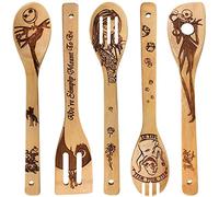 5 cucharas de madera Jack Skellington para decoración de cocina, patrón mágico de espátulas de madera quemada para utensilios de cocina, regalos de Pesadilla antes de Navidad, regalos del día de la