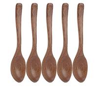 5 cucharas de madera para cocinar, cucharas de sopa de mango largo, utensilios de cocina para comer, mezclar, y degustar alimentos