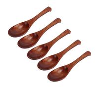 5 cucharas de madera, set de cucharas de cocina de madera natural, cucharas ligeras y lisas para mezclar, ideales para cocinar y comer, fabricadas en madera de phoebe con mango