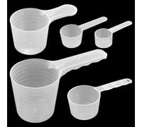 5 cucharas medidoras, cucharas dosificadoras de 100 ml, 70 ml, 50 ml, 40 ml, 20 ml, dosificadores de detergentes, de plástico transparente, para leche en polvo, proteína en polvo, harina, suministros
