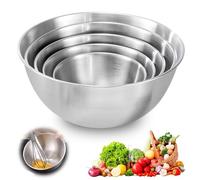 5 cuencos para mezclar de acero inoxidable, ensaladera, cuenco de acero inoxidable, cuenco para mezclar, cuenco de cocina, cuenco para servir, 1 l, 1,5 l, 2 l, 2,5 l, 3,5 l, ensaladera de acero
