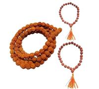 5 cuentas Mukhi Rudraksha Mala, 108 cuentas con pulsera de mano, cuentas de oración de semillas naturales, Rudraksha, poderosa Rudraksha Mala para vibraciones positivas, meditación, mantra japa mala