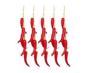 5 cuerdas colgantes de verduras simuladas con colgantes de chile para decoración de granja, mejorando el encanto rústico en espacios de cocina y comedor (A)