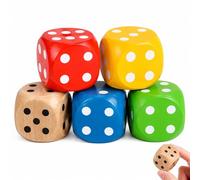 5 dados de 3 cm grandes, dados de madera con bordes redondeados, dados de madera natural, dados de colores, para juegos, fiestas, juegos de mesa en casa, juegos de fiesta, matemáticas, hogar, juegos