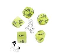 5 Dados De Juego De PláStico Verde Elegante Y De Moda, GuíA De AccióN Clara, Adecuado para Uso Nocturno, Regalos para Parejas - D25