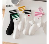 5 de calcetines de Dongdaemun, Corea del Sur, con diseños y a rayas pantorrilla con estampados de corazones, perfectos para dulces