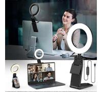 5" Desk Ring Light with Stand for UK Users: Adjustable LED Lighting for Video Calls, Zoom, and Streaming