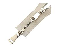 5# Deslizadores dobles 60/70/80/90/100/120/150cm Cierre automático Cremallera de metal dorado para accesorios de costura de prendas, Beige, 70cm