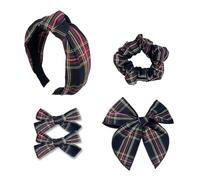 5 diademas a cuadros con lazo anudado para el pelo, diademas a cuadros para mujer, juego de lazos de Navidad para el pelo, diadema acolchada, diadema de vacaciones, accesorios de pinzas de pelo de