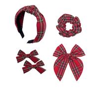 5 diademas a cuadros con lazo anudado para el pelo, diademas a cuadros para mujer, juego de lazos de Navidad para el pelo, diadema acolchada, diadema de vacaciones, accesorios de pinzas para el pelo