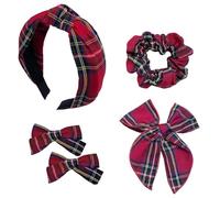 5 diademas a cuadros con lazo anudado para el pelo, diademas a cuadros para mujer, juego de lazos de Navidad para el pelo, diadema acolchada, diadema de vacaciones, accesorios de pinzas de pelo de