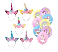5 Diademas De Caballo Arcoíris, 8 Piezas De Globos De Caballo Arcoíris, Diademas De Arte De Dibujos Animados, Diademas De Princesa, Accesorios para El Cabello para Niñas De Fiesta Navideña