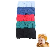 5 diademas para bebé recién nacida, súper elásticas, suaves con lazos para el pelo, lazos suaves para el cabello y bandas (D, 1)