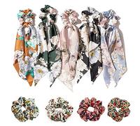 5 Diademas para el Pelo - 4 Florales de Chifón Con Salchichas, Elásticas, Accesorios para Cola de Caballo y Cabello de Moda para Mujeres y Niñas