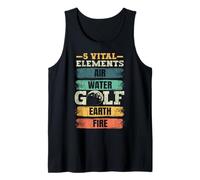 5 Elementos vitales Aire Agua Golf Tierra Fuego Golfista Golfista Camiseta sin Mangas