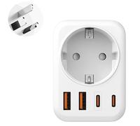 5 en 1 Adaptador Enchufe Australia, Adaptador Enchufe Español/Europeo a Australia con 2 USB C y 2 USB A, Adapter Tipo C/E/F a Tipo I para China,Argentina,Nueva Zelanda