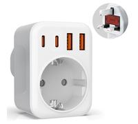 5 en 1 Adaptador Enchufe UK, Adaptador de Viaje Español a UK,con 2 USB C y 2 USB A,Enchufe Tipo G para Ingles Irlanda Maldivas Dubai Gran Bretaña Singapur Hong Kong