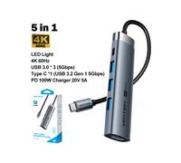 (5 en 1 HDMI 4K) Vention 5 en 1 USB C 3.2 3.0 HUB 4K 60Hz HDMI 100W Adaptador Divisor Expansión Multipuerto