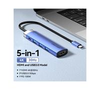 (5 en 1 HDMI USB3.0) Adaptador Vention USB C HUB Tipo-C a HDMI2.0 4K30Hz HUB USB 3.0 PD100W Divisor