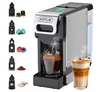 5 en 1 Máquina de Café en Cápsulas 19BAR para Lavazza MIO/Nespresso Original/Dolce Gusto cápsulas y Café Molido/ESE Pod, Máquinas Automáticas de Café Espresso en Cápsulas Pequeñas, 1L, 1450W