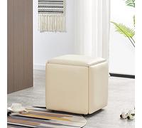 5 en 1 Silla de Cubo otomano anidado, taburetes apilables, taburetes de reposapiés Cuadrados pequeños de imitación de PU, Taburete con Ruedas para Sala de Estar, Comedor,G,35 * 35 * 35CM