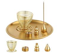 5 en 1 Soporte para Quemador de Incienso, Conjunto de Soporte de Palos de Incienso, Porta Incienso, Soportes para Varillas de Incienso de Latón, Incienso Ash Catcher para Casa de Té Yoga Meditación