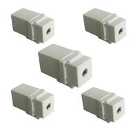 5 enchufes de módulo de audio estéreo de 3.5, hembra a hembra, conectores mini adaptadores de canal dual de un solo canal conectados a paneles de pared blancos