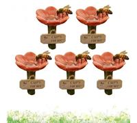 5 estaciones de riego de abejas de resina cerámica en forma de flor, estaciones de riego de abejas para jardín con diseño de flores, polinizador al aire libre, para decoración vibrante de jardín red